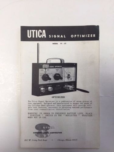 Original Manual/Schematic For Utica Signal Optimizer, Model 91-07