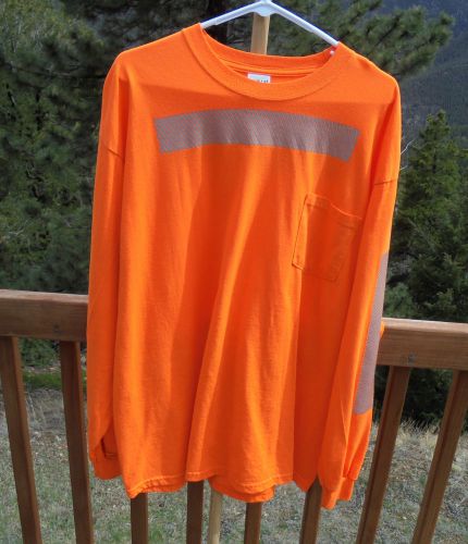 Fluorescent orange ultra cotton long sleeve safty t-shirts xl for sale