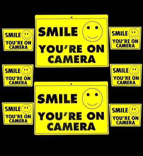 LOT SMILE YOU ARE ON SECURITY VIDEO SURVEILLANCE CAMERAS RECORDING WARNING SIGNS
