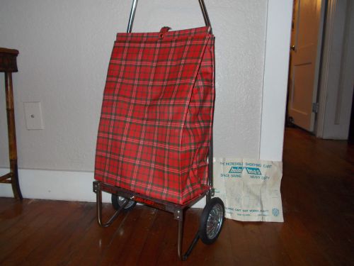 VTG CARI-CART Mini Mas Plaid Water-Proof, Collapsible 2 Wheel Shopping Cart 1960