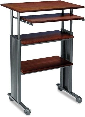 Stand-up adjustable height computer workstation w/ keyboard shelf, cherry for sale