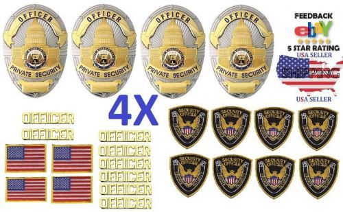 Obsolete private security officer badge bundle patches flags started pack for 4 for sale