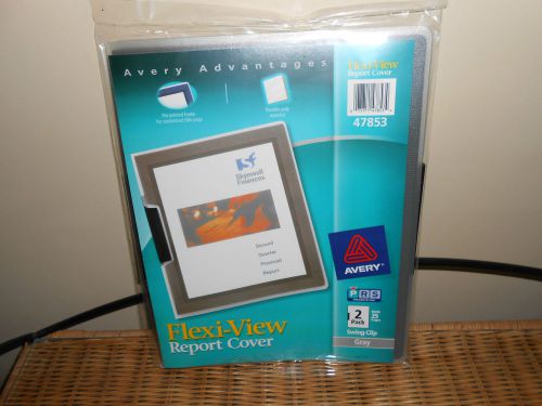 Avery, Flexi-View Report Cover, #47853, Gray, 2-Pk, Holds 25 pgs, Swg Clip, NIP