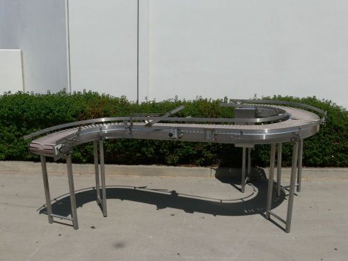 15&#039; Long Conveyor Stainless Steel for Food Processing, w/ 1 U-turn &amp; 1 90 degree
