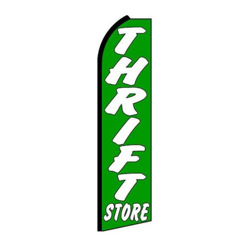 Thrift store green 11.5&#039; tall bow feather business swooper flag banner for sale