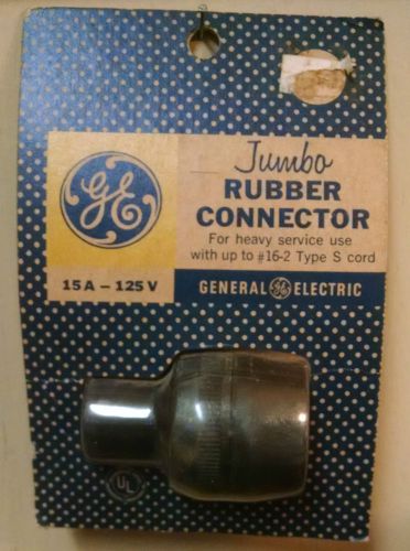 Vintage GE Jumbo Rubber Single Connector Female Cord Plug Black NOS NEW rewire