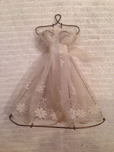 Brass Metal Wire Vintage Formal Dress Form Mannequin w/ Lace Bridal Dress