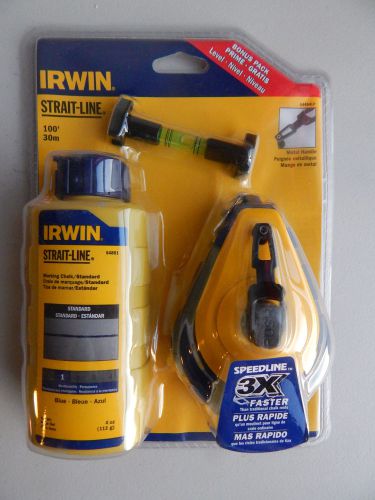 2-pack irwin speedline pro 3x chalk reel + sharpie marker + chalk + level new for sale