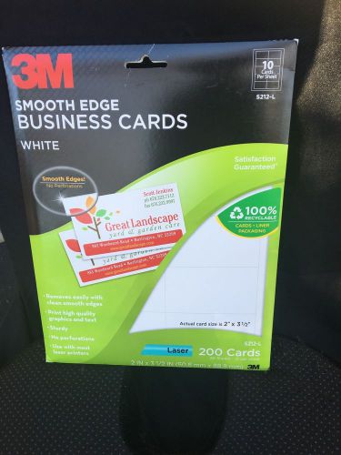 3M Smooth Edge Business Cards 200ct. White 2 X 3.5&#034; NIP NEW