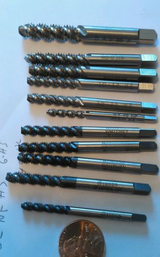 lot of 11 Hansen Whitney 3 flute spiral tap oxide nos 8-40 to 5/16-18 g-h3 hs