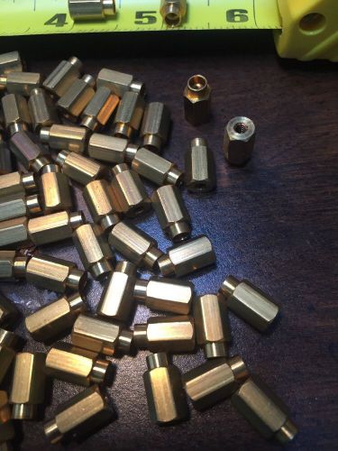 4-40 swage solid brass standoff 1/4 hex 3/8&#034; length lot of 10 for sale