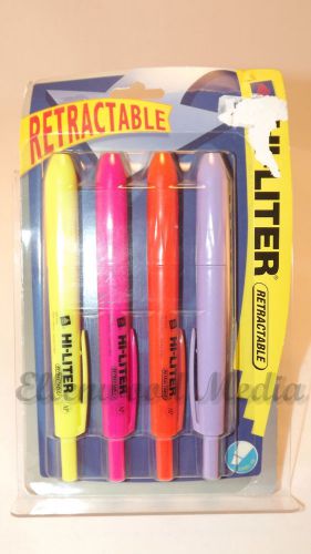 The Original Hi Liter Retractable 4 Pack Highlighter Pens New ZZ 3