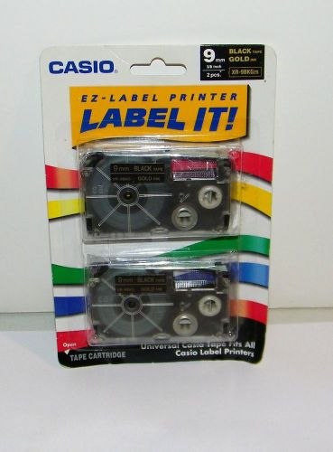 Casio EZ-Label Printer KL Label Makers 2 Pk.-9mm Black Tape/ Gold Ink Cartridges