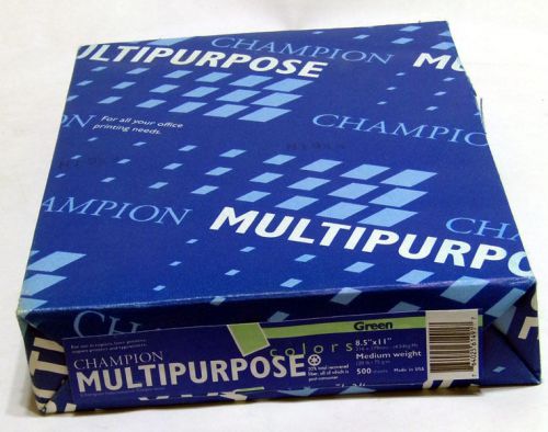 CHAMPION Multipurpose Copy Paper 20 Pound 8-1/2 x 11 - GREEN - 1 Ream of 500