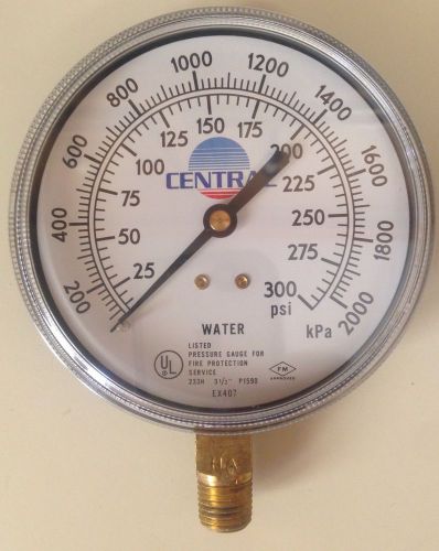 CENTRAL Fire Protection Sprinkler Service Pressure Gauge 300Psi, 2000kPa Water