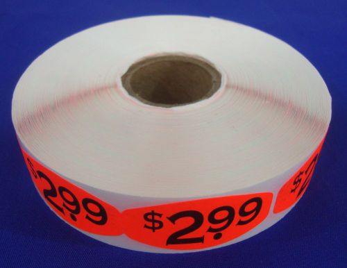 1,000 Self-Adhesive $2.99 Labels 1.5&#034; x .75&#034; Stickers Retail Store Supplies