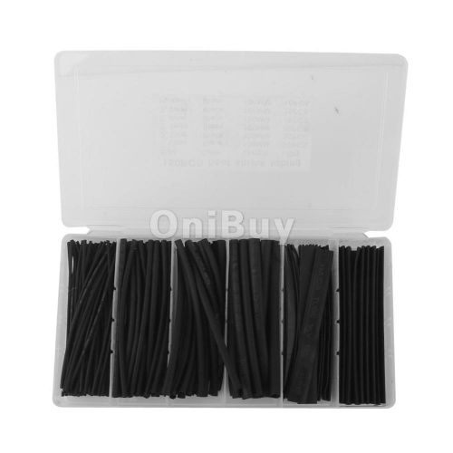 150PCS Black 2:1 Heat Shrinkable Tubing Wire Cable Tube Wrap Sleeve 6 Sizes
