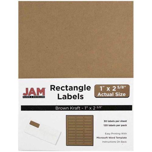 JAM Paper Labels - Mailing Address Labels - Small (1&#034; x 2 5/8&#034;) - Brown Kraft...