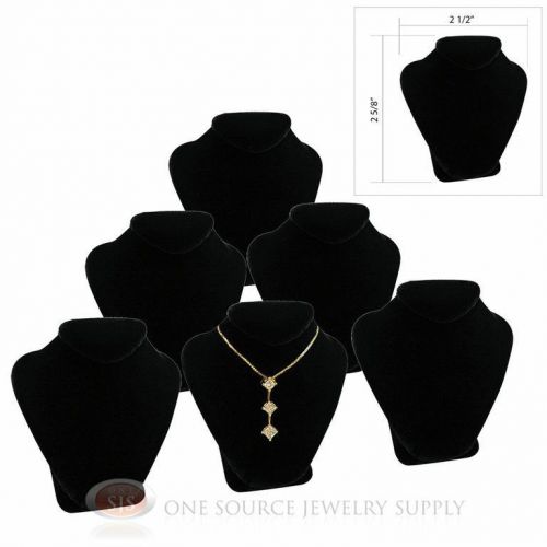 (6) 2 5/8&#034; Pendant Necklace Black Velvet Mini Jewelry Bust Display Stand