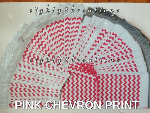 5 pink chevron print 6x9 flat poly mailers shipping postal pack envelopes bags for sale