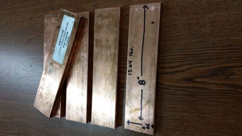 5 pcs. 1/2&#034; x 2&#034;  copper bar 8&#034; long solid flat bar .500&#034; c11000 h02 for sale