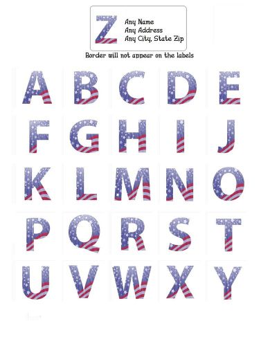 30 Return Address Labels Alphabet Monogram US Flag Buy 3 get 1 free (pl3)