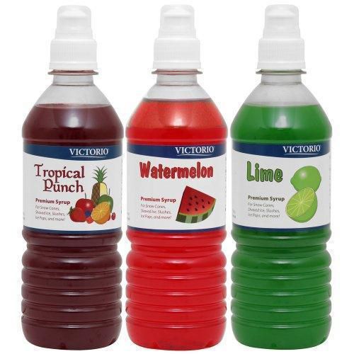 Victorio Tropical Punch, Watermelon and Lime Snow Cone Syrup-- New