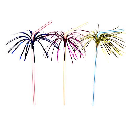 CiboWares 9.4&#034; Foil Fireworks Drinking Straw, Assorted Colors, Package of 50