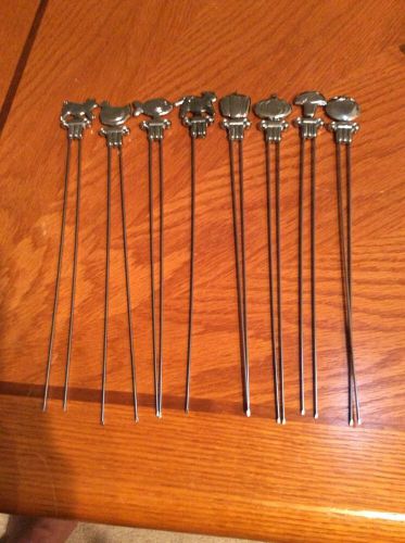 Lot of 8, Double Pronged Grill Skewers ~ 4 With Animals &amp; 4 With Vegetables