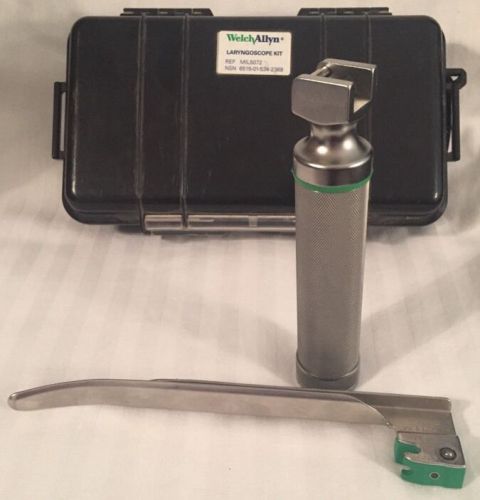 WELCH ALLYN Battery Operated Laryngoscope Handle &amp; 1 Blade MIL 3 In Case