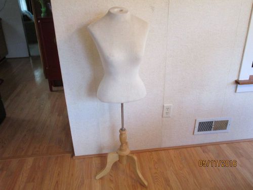Vintage Dress Form/Mannequin With Adjustable Rod &amp; Wood Stand