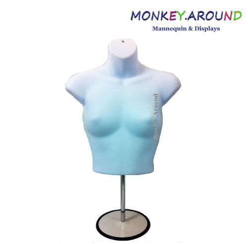 White mannequin top torso dress form display women clothing hook hanging + stand for sale