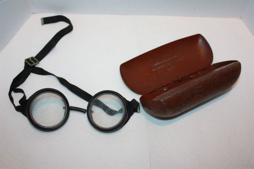 Vintage Safety Glasses Welders Goggles w/ Case Wire Mesh Sides Steampunk