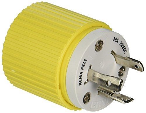 Hubbell wiring systems hbl328dcp locking plug, 30a, 28 vdc, yellow for sale