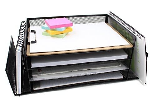 EasyPag EasyPAG Mesh Desk Trays Literature Organizer 4 Horizontal and 2 Upright