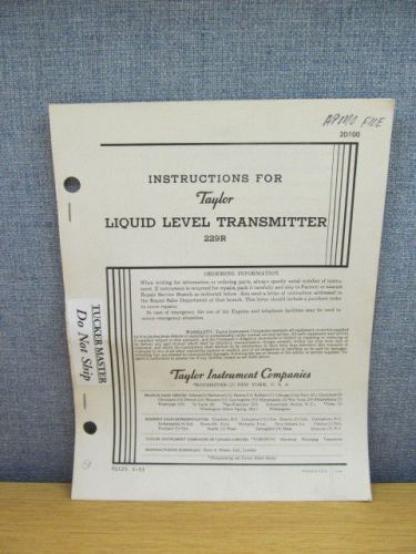 Taylor Instruments 229R:  Liquid level transmitter Instructions