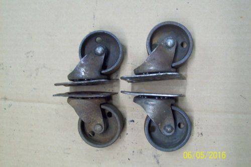 Lot of 4 antique vintage industrial factory caster wheels swivel for sale