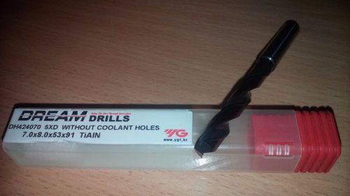 Original,YG1, DREAM DRILLS 7mm, DH424070 5xD, without coolant holes pack(1PCS)