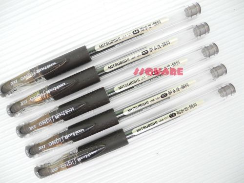 5 pcs Uni-Ball Signo UM-151 0.5mm Extra Fine Rollerball pens, Brown Black