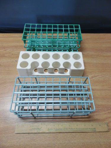 Test tube racks two plastic one rubber coated metal for sale