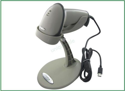Grey Acan Automatic USB 9800 Laser Barcode Scanner Barcode Reader +Holder Stand