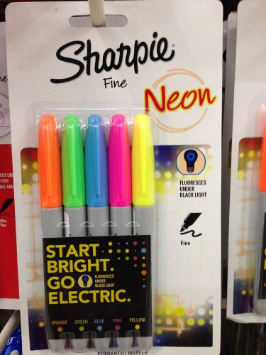 Sharpie Fine Neon Type Marker 5 Pieces Multi Color Set Marker Art Drawing Pen