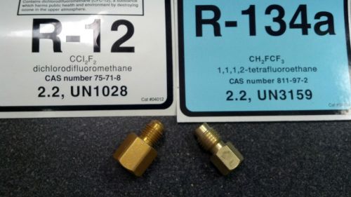 R12 to R134a Tank/Vacuum Pump Adapters, 1/4FMF x 1/2 ACME-M &amp; 1/2 ACME FM x 1/4M
