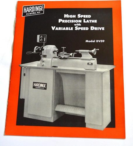 Hardinge dv59 high speed precision lathe with variable speed drive brochure for sale