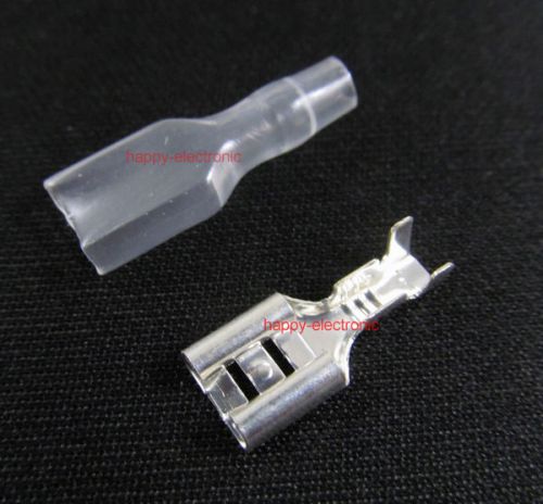 100 Set 6.3mm Crimp Terminal Female Spade Connector + Case