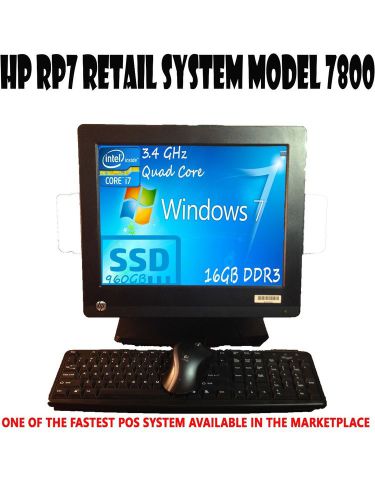 HP RP7 7800 15&#034; Monitor Intel i7 3.4 GHz 16GB 960GB SSD ALL IN ONE POS