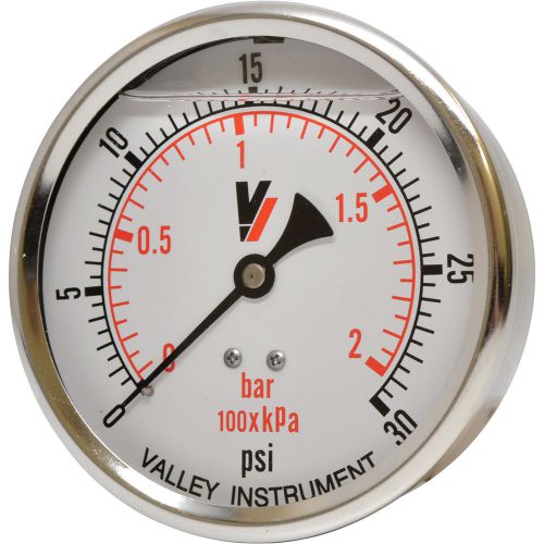 Valley grade a 4in back mount glycerin filled gauge-0-30 psi #4240gxb30 for sale