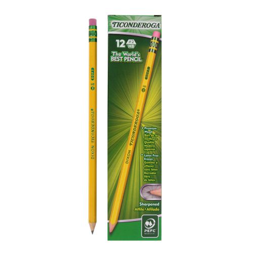 &#034;Ticonderoga Pre-Sharpened Pencil, Hb, #2, Yellow Barrel, Dozen&#034;