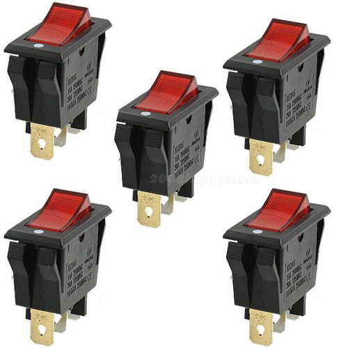 5x red ac15a/250v 20a/125v on-off 2 position spst boat rocker switch 3 pins hysg for sale