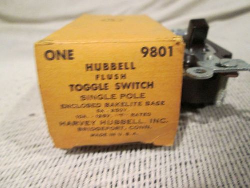 VINTAGE HUBBEL BROWN AC FLUSH TOGGLE SWITCH MODEL # 9801 IN ORIGINAL BOX